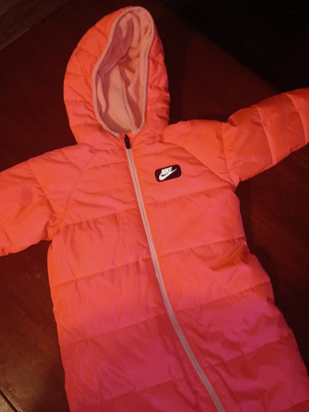 Nike Coral Pink Hooded Puffer Bunting